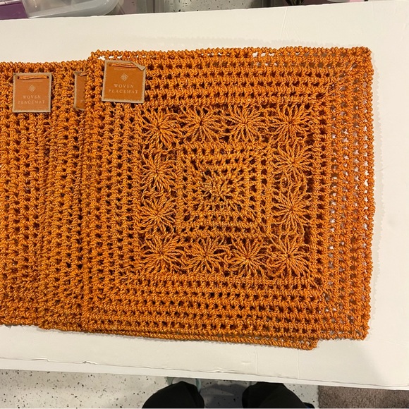Williams Sonoma jute woven placemats orange NWT set of 4 fall🍁 pumpkin spice - Picture 6 of 8